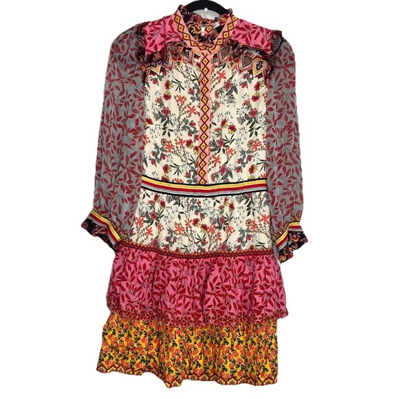 Alice + Olivia Kathy Floral Tiered Mini Dress, Size 6 - Picture 5 of 16